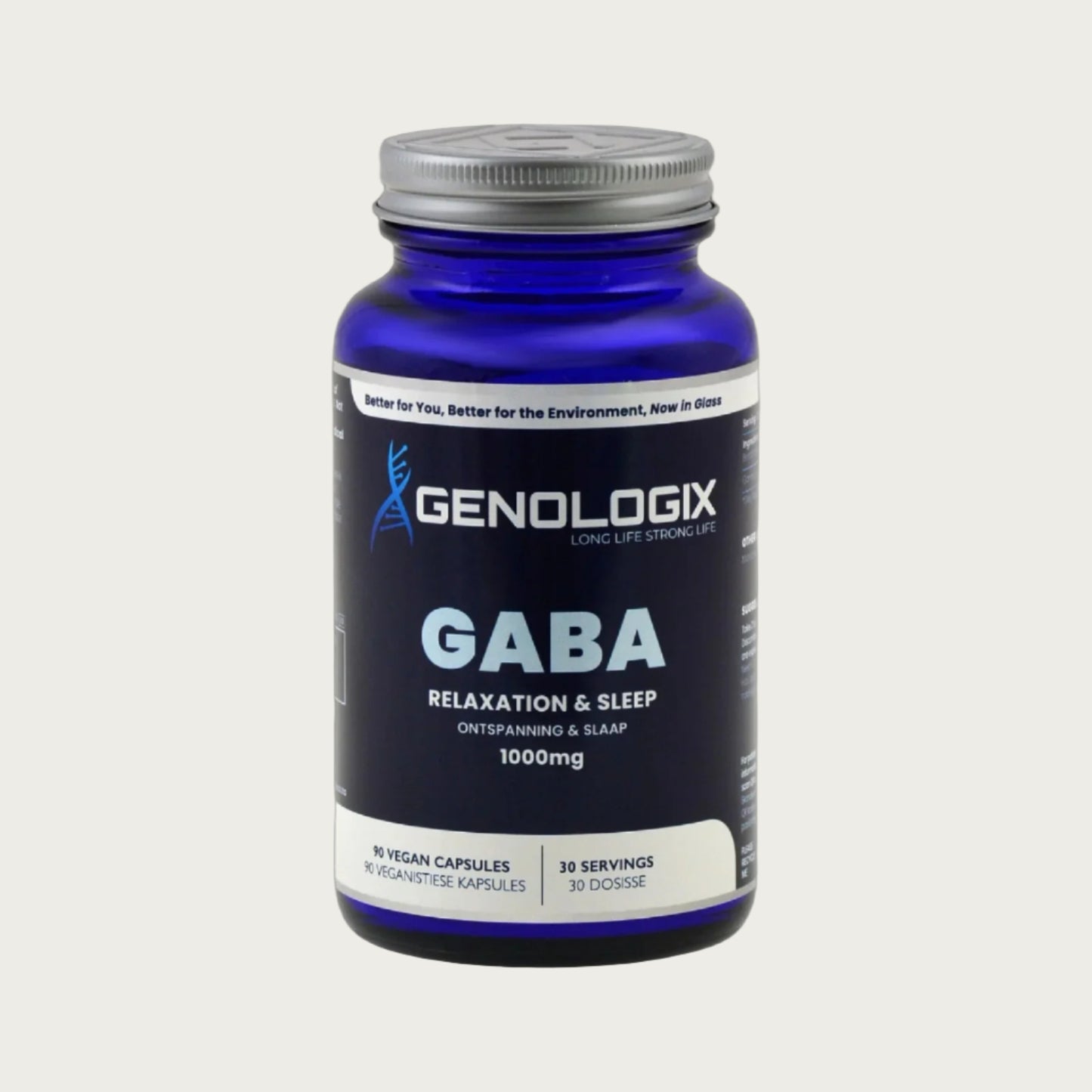 Genologix GABA supplement bottle on a white background