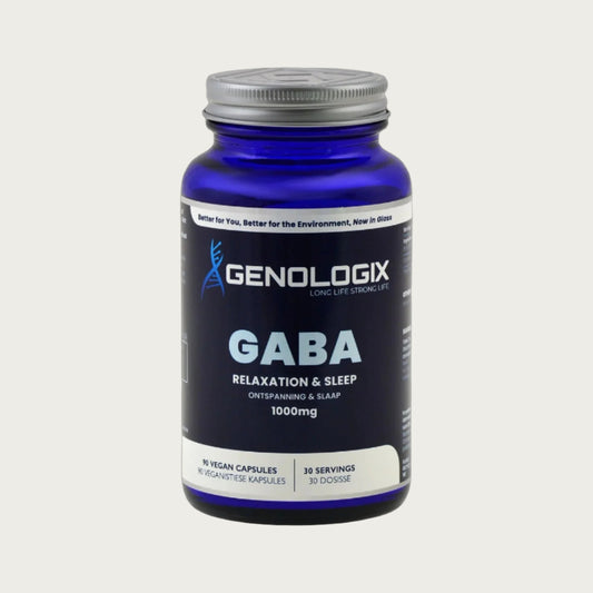 Genologix GABA supplement bottle on a white background